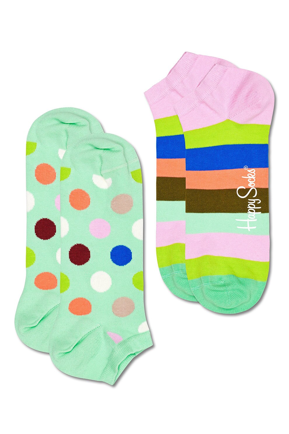 Happy Socks, Set de sosete pana la glezna, unisex, cu imprimeu - 2 perechi, Multicolora, 41-46