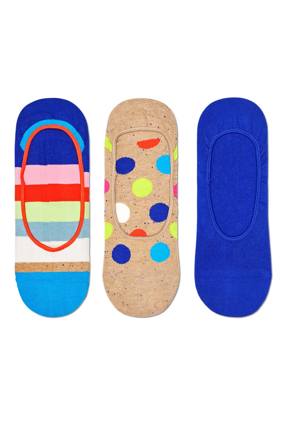 Happy Socks, Set unisex de sosete foarte scurte cu imprimeu, 3 perechi, Multicolora