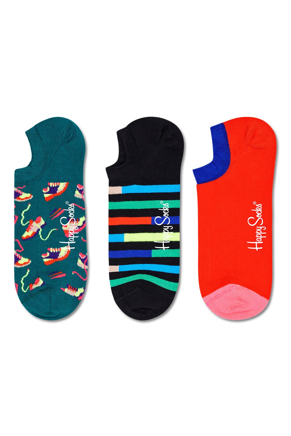 Happy Socks, Set unisex de sosete foarte scurte, 3 perechi, Multicolora