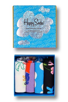 Happy Socks, Set unisex de sosete lungi cu model, 4 perechi, Multicolora Happy Socks, Set unisex de sosete lungi cu model, 4 perechi, Multicolora