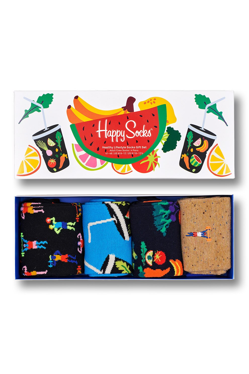 Happy Socks, Set unisex de sosete lungi cu model, 4 perechi, Multicolora, 36-40