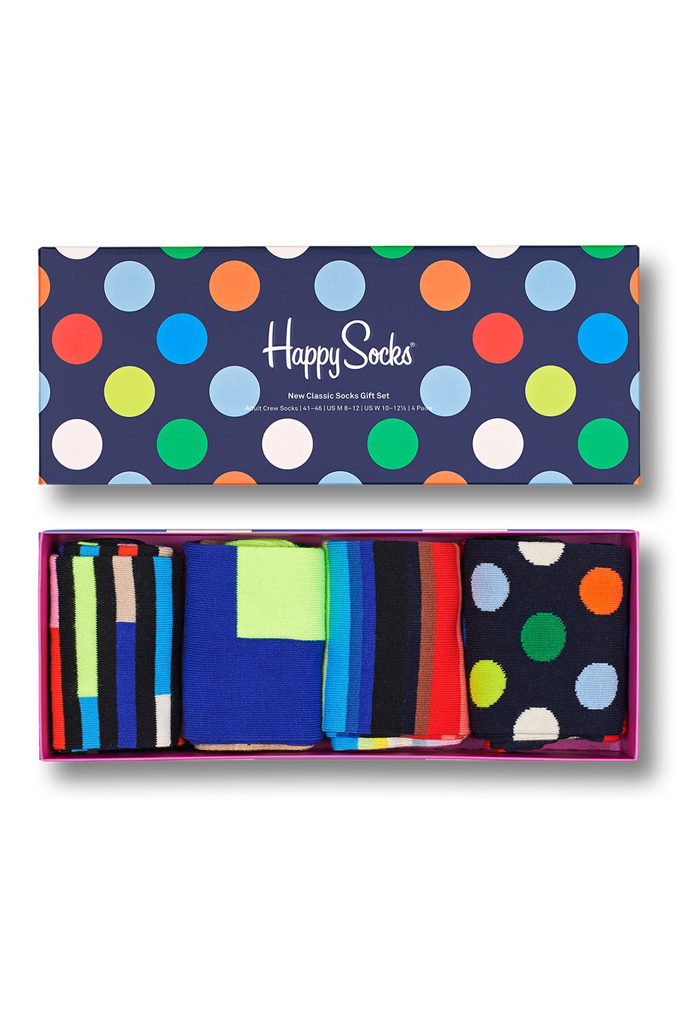 Happy Socks, Set unisex de sosete lungi cu model, 4 perechi, Multicolora, 36-40