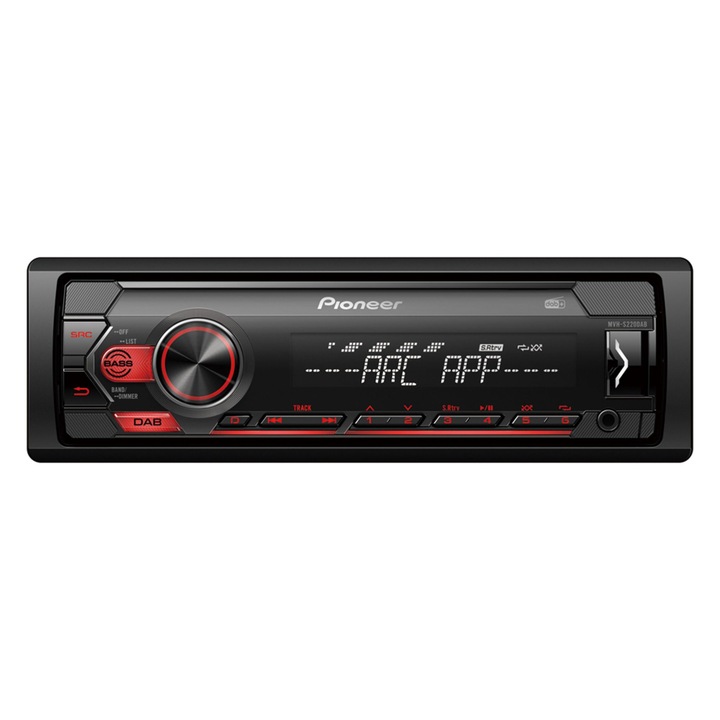 Радио MP3 плеър за кола Pioneer, MVH-S220DAB, 1DIN, USB, 4x50W, DAB+, EQ5, Черен