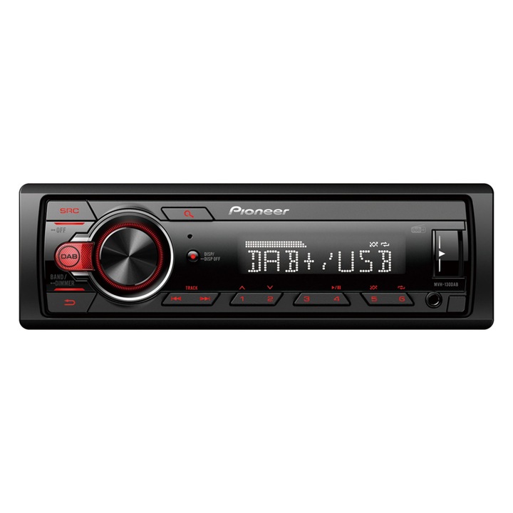 Radio/MP3 player auto, Pioneer, MVH-S130DAB, USB, 4x50W, DAB+, FLAC, Negru