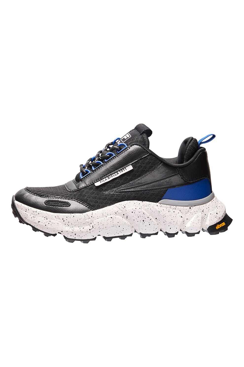 Fila, Pantofi sport de piele cu insertii de plasa Superhiking, Negru/Albastru
