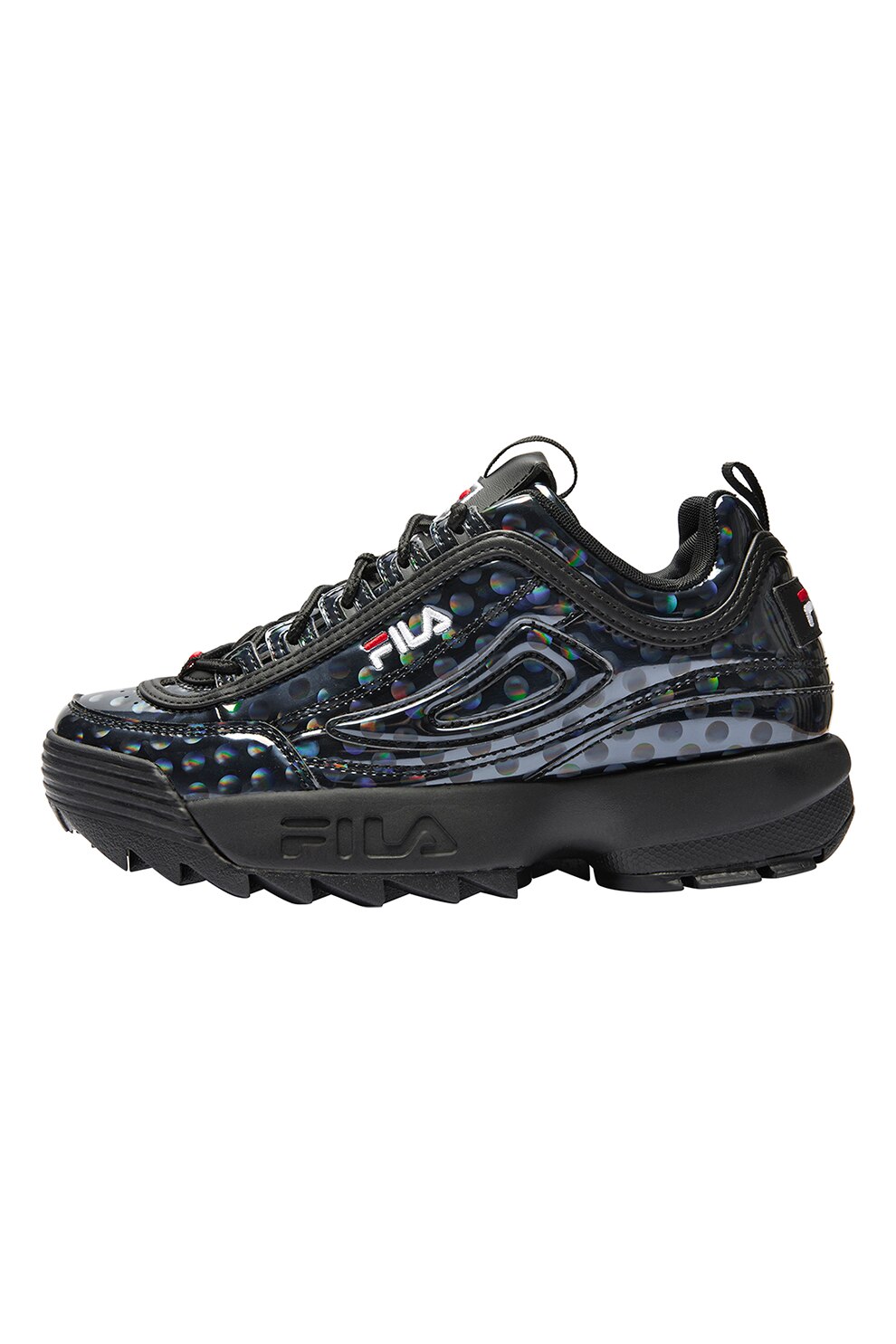 Fila, Pantofi sport cu talpa cu striatii si aspect masiv Disruptor F, Albastru inchis