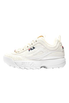 Fila, Pantofi sport cu talpa cu striatii si aspect masiv Disruptor F, Alb prafuit Fila, Pantofi sport cu talpa cu striatii si aspect masiv Disruptor F, Alb prafuit