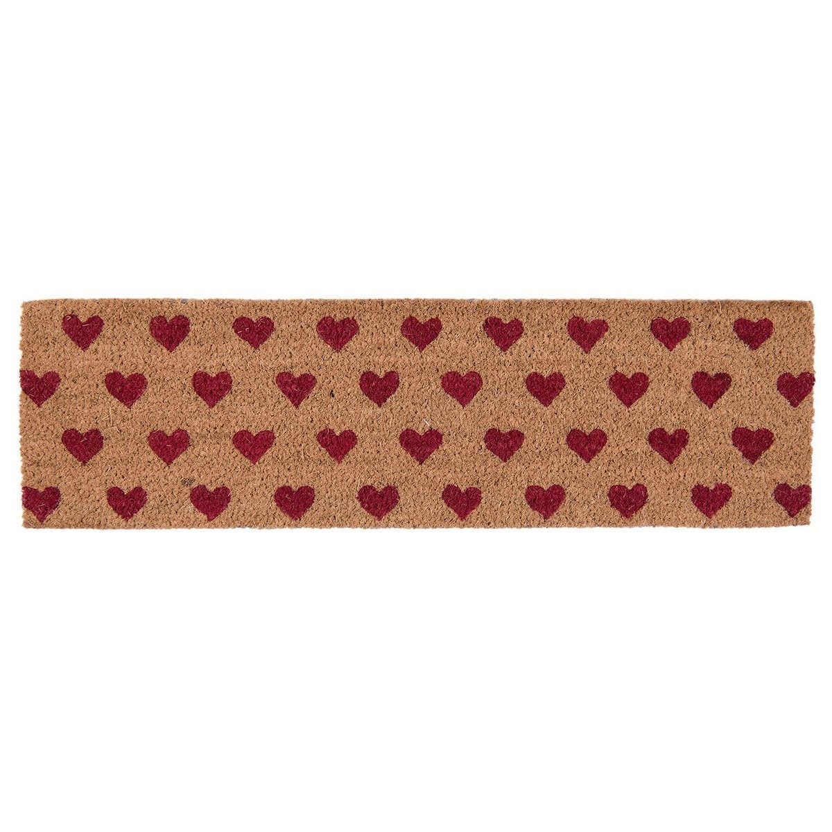 Covoras intrare casa antiderapant fibre cocos cauciuc Hearts 75 cm x 22 cm x 2 h