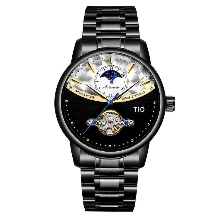 Мъжки ръчен часовник TIO, Автоматичен механичен, Бизнес, Елегантен, Аналогов, Неръждаема стомана, Златист