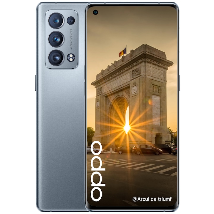 Oppo Reno 6 Pro Mobiltelefon, Kártyafüggetlen, Dual SIM, 256GB, 12GB RAM, 5G, Lunar Grey
