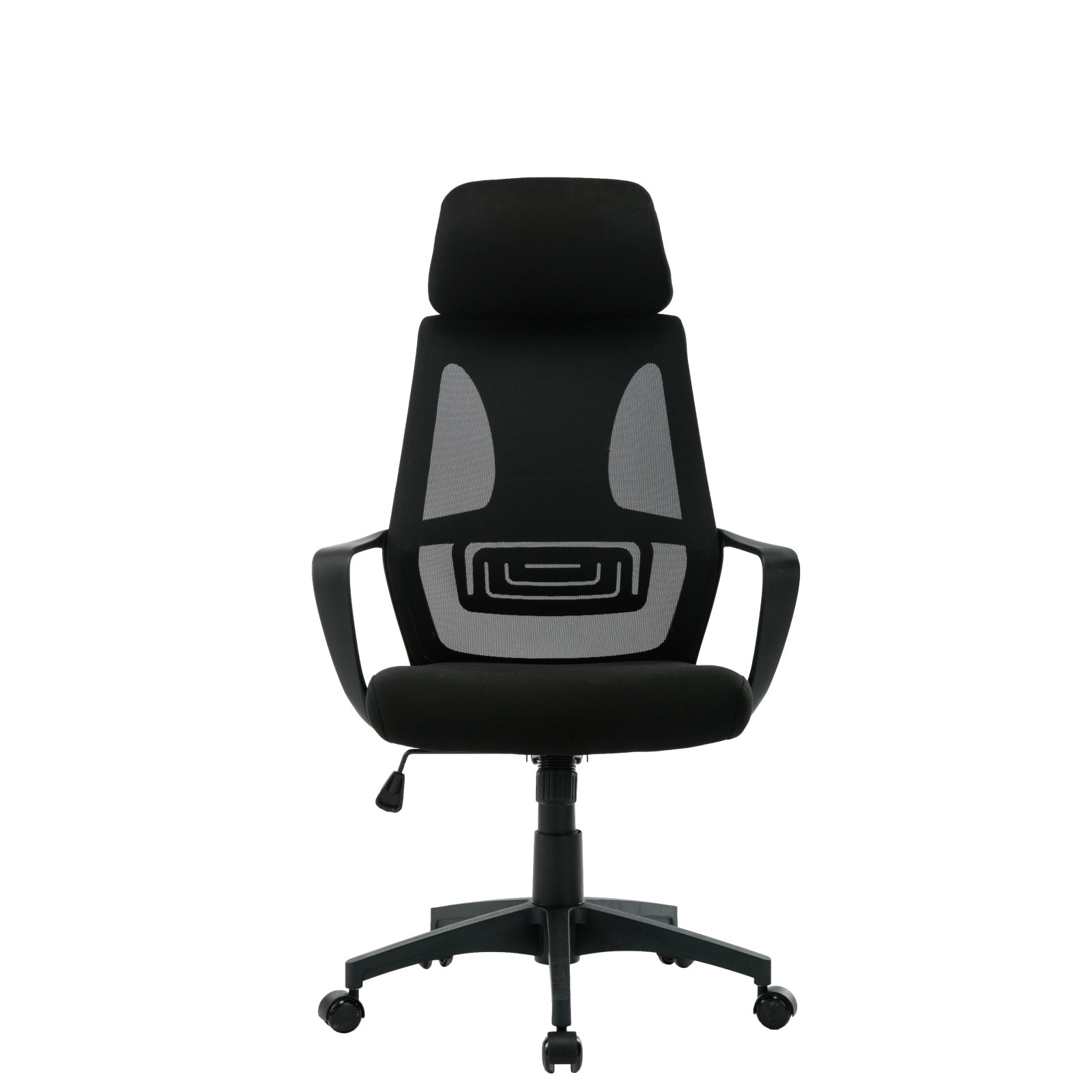 Scaun ergonomic, Spatar Mesh, Tetiera integrata, Inaltime reglabila, Negru