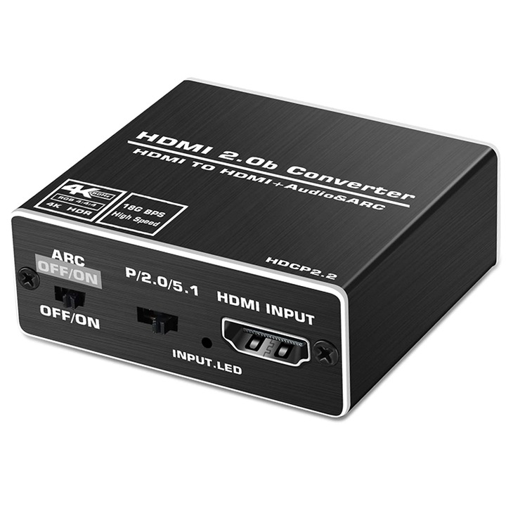 4K 60HZ HDMI 2.0b Audio Extractor ARC átalakító adapter HDMI - HDMI + optikai Toslink SPDIF + 3,5 mm L R AUX sztereó