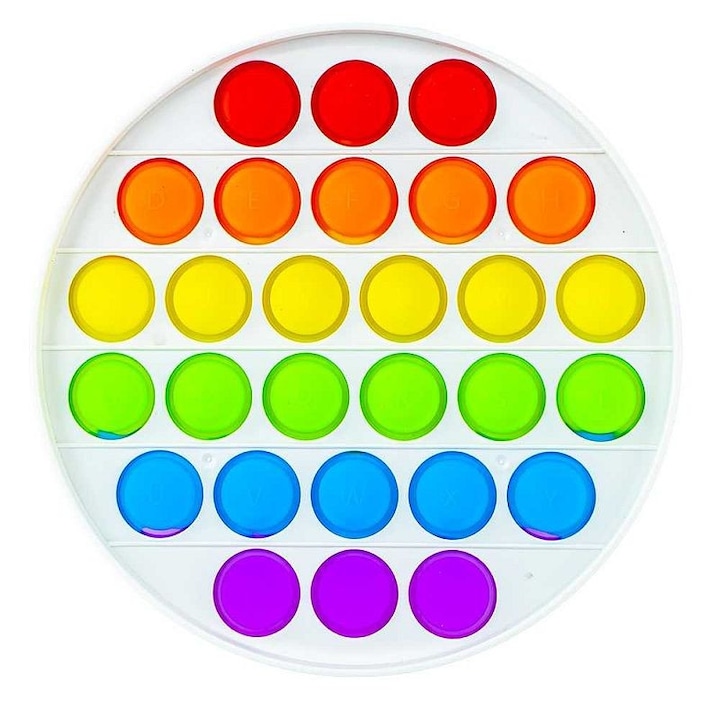 ProCart® POP IT stresszoldó játék, 28 sokszínű buborék, kör alakú, 3 éves +, 13x13 cm