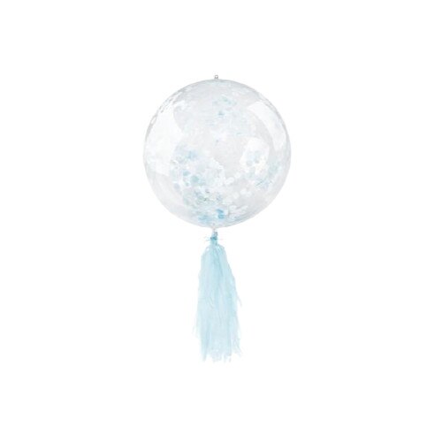 Balon Arpex, cu confetti albastru, cu franjuri, 45 cm, transparent