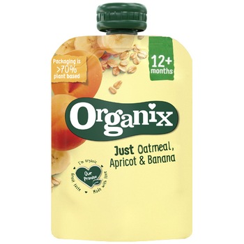 Piure de ovaz, caise si banane Organix Bio, 100g, de la 12 luni Piure de ovaz, caise si banane Organix Bio, 100g, de la 12 luni