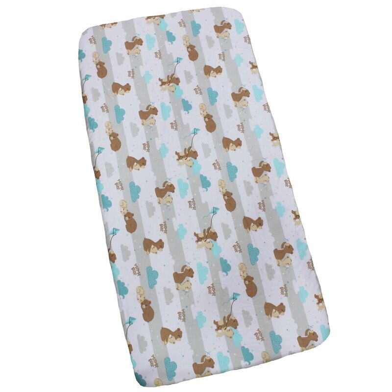 Cearceaf Prichindel, patut 120x60 cm, mama bear, turcoaz
