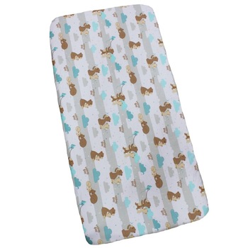 Cearceaf Prichindel, patut 120x60 cm, mama bear, turcoaz Cearceaf Prichindel, patut 120x60 cm, mama bear, turcoaz