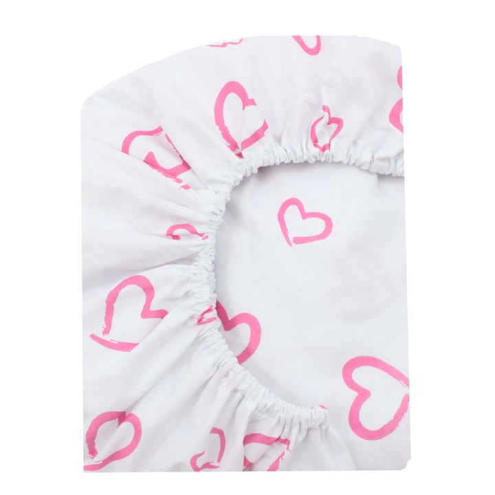 Cearceaf Prichindel, patut 120x60 cm, inimioare roz