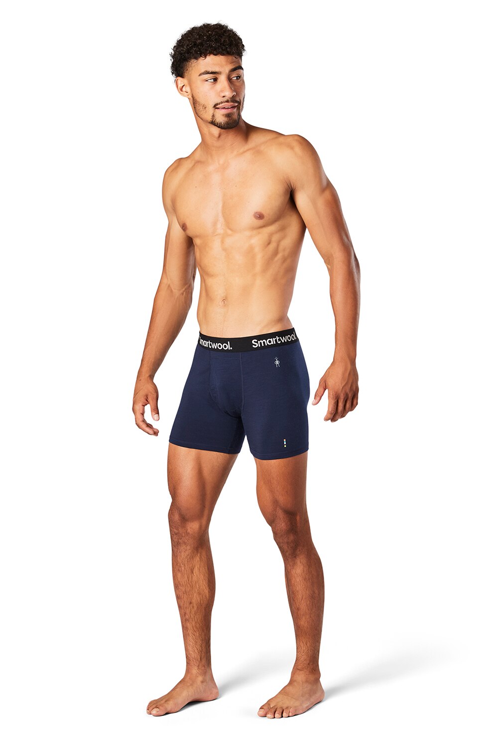 Smartwool, Boxeri din amestec de lana cu banda logo, pentru schi, Bleumarin/Alb prafuit