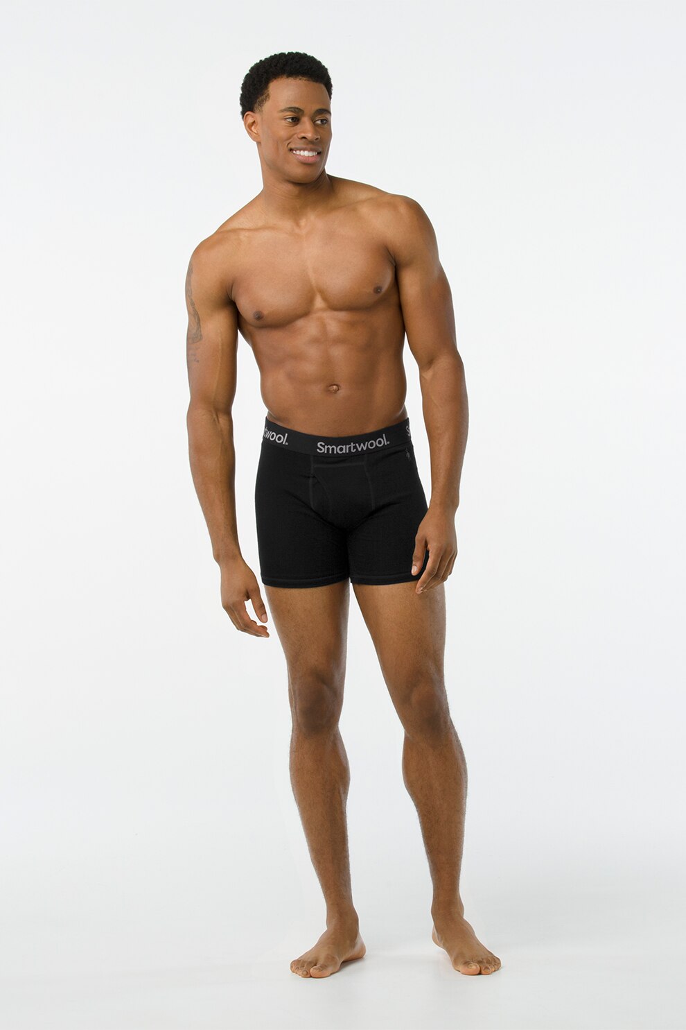 Smartwool, Boxeri din amestec de lana cu banda logo, pentru schi, Negru/Alb prafuit