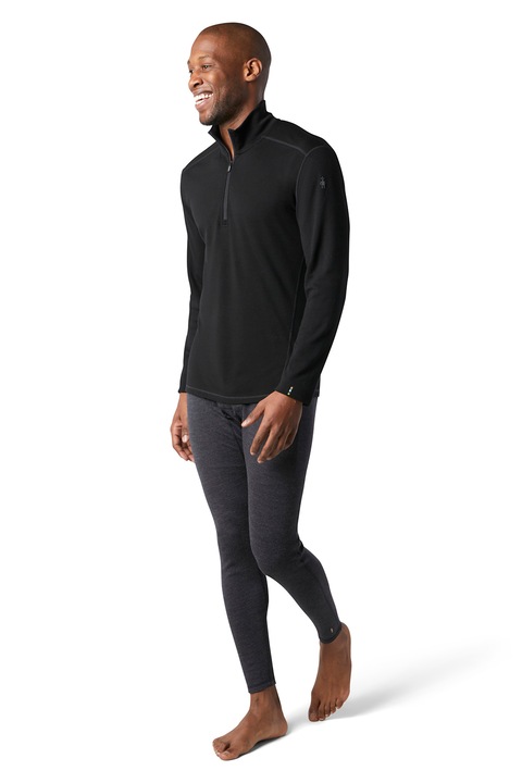 Smartwool, Bluza termica de lana merinos cu fermoar scurt pentru ski, Negru
