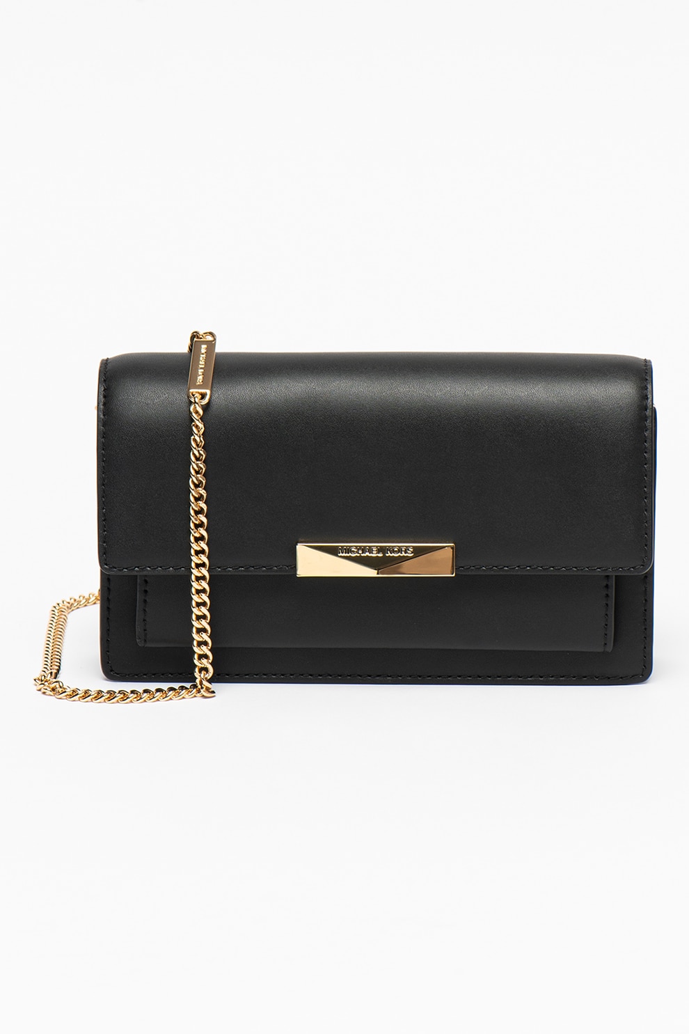 Michael Kors, Geanta crossbody de piele cu bareta lant Jade, Negru