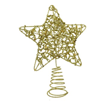Varf decorativ de brad, Auriu, in forma de Stea, design cu paiete, din Plastic,Metal, 18 cm x 23 cm, Interior,Exterior, Flippy Varf decorativ de brad, Auriu, in forma de Stea, design cu paiete, din Plastic,Metal, 18 cm x 23 cm, Interior,Exterior, Flippy
