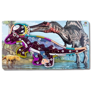 Joc Educativ, Puzzle 3D din lemn incastru – Prehistoric Dinosaurs cu litere, 20 piese, WD9553-B RCO® Joc Educativ, Puzzle 3D din lemn incastru – Prehistoric Dinosaurs cu litere, 20 piese, WD9553-B RCO®