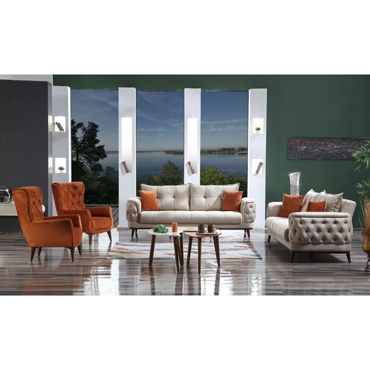 Set 2 canapele cu 3 locuri si 2 fotolii, Bodrum