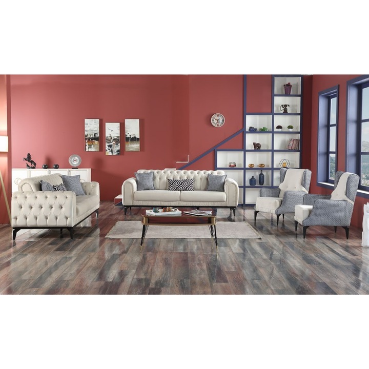 Set 2 canapele cu 3 locuri si 2 fotolii, Mimoza