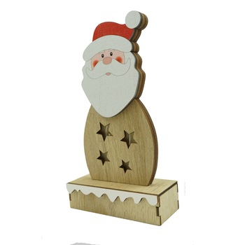 Decoratiune luminoasa, Flippy, Mos Craciun, maro, lungime 10 cm, latime 5 cm, inaltime 19 cm, lemn, interior/exterior Decoratiune luminoasa, Flippy, Mos Craciun, maro, lungime 10 cm, latime 5 cm, inaltime 19 cm, lemn, interior/exterior