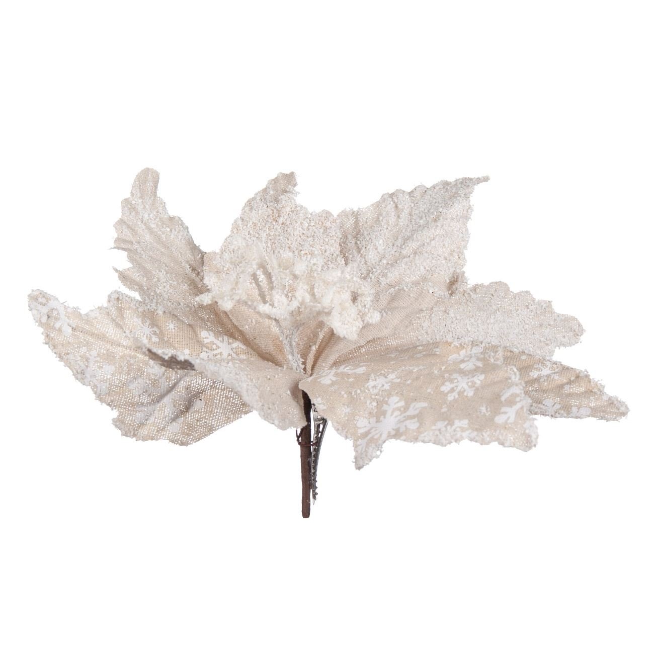 Ornament Craciun, floare cu clips, 26 cm