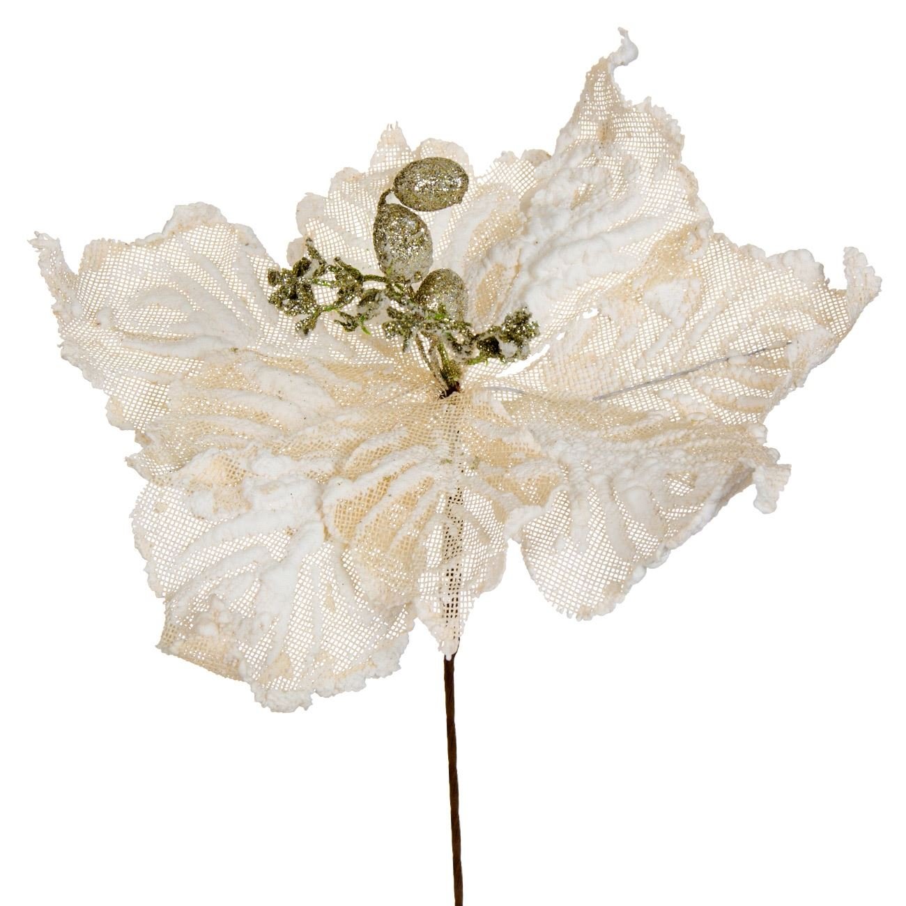 Ornament Craciun, floare alba, 28 x 24 cm