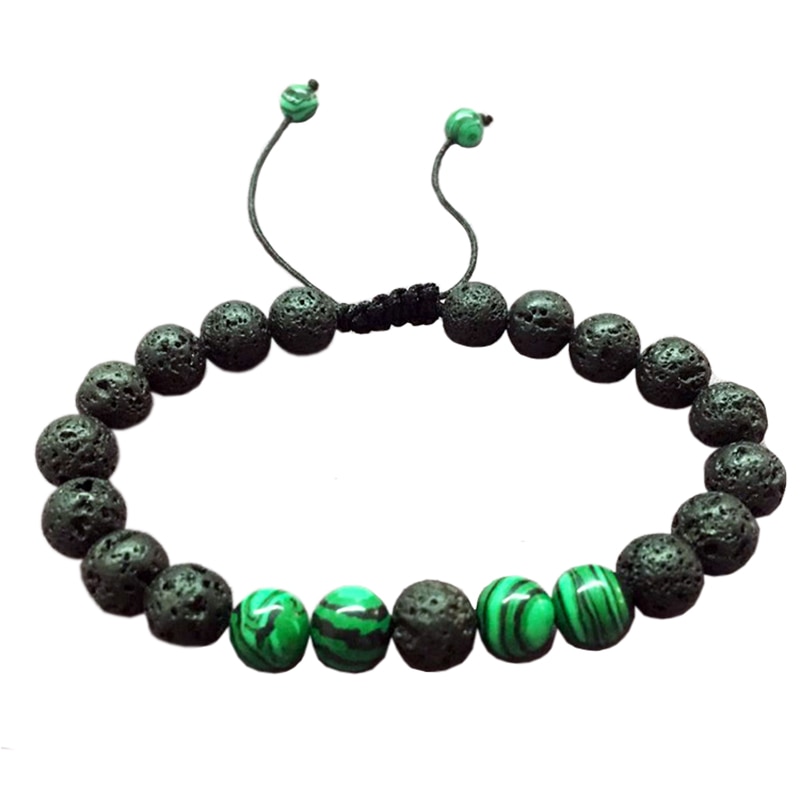 Bratara din roca vulcanica, EFAYN RO, creata manual, unisex, reglabila, verde