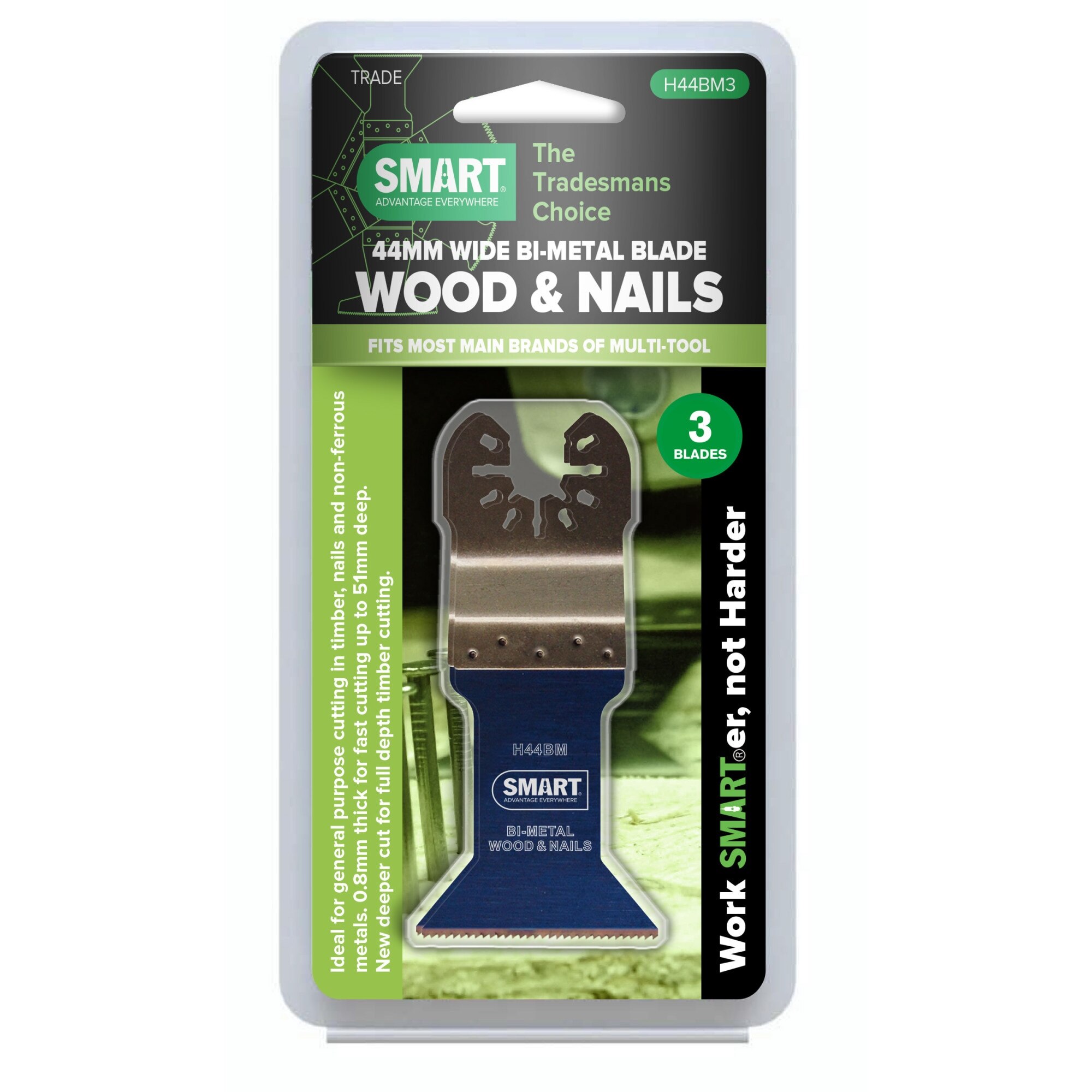 Set cu 3 Lame Multifunctionala Multicutter SMART H44BM3 Universal 44mm Bi-Metal pentru Lemn Si Cuie