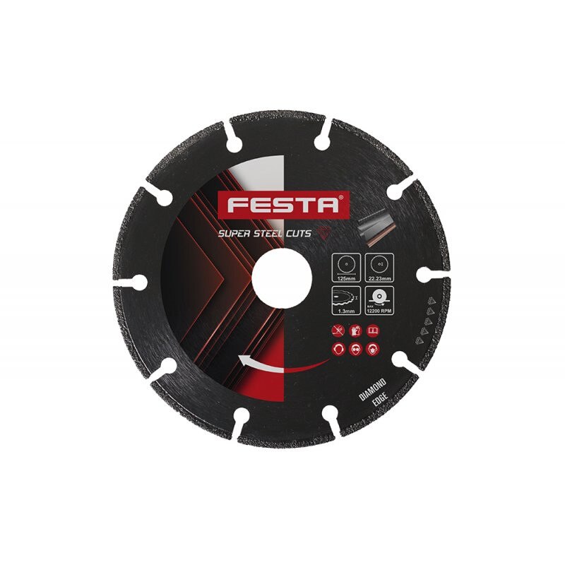 Disc diamantat taiere otel, inox si aluminiu 125x22.2 mm FESTA
