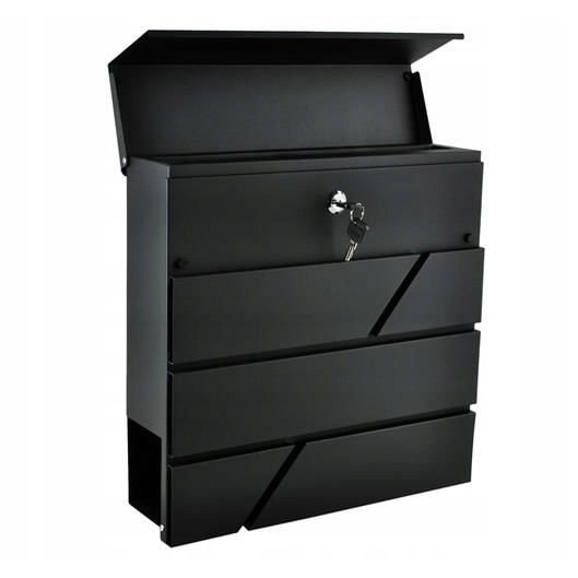 Cutie postala, Zola®, metal, cu loc pentru ziar, neagra, model abstract, 10x37x36,7cm