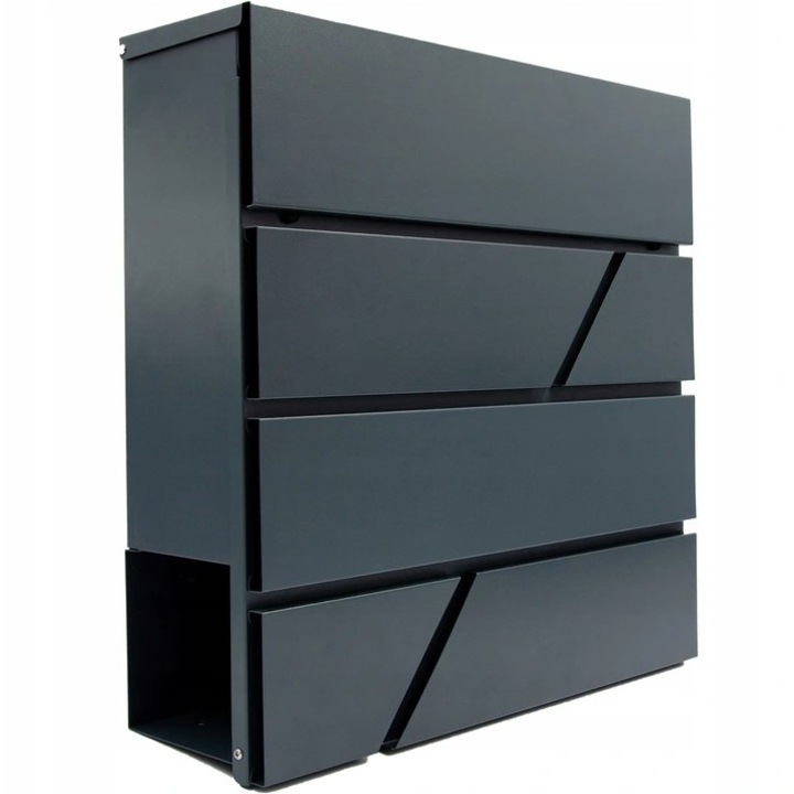 Cutie postala, UBX, metal, cu loc pentru ziar, antracit, model abstract, 10x37x36,7cm