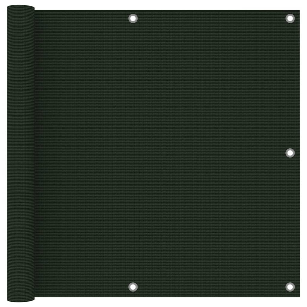Paravan balcon vidaXL, HDPE - Polietilena, 90 x 600 cm, 160 g/m², Verde inchis