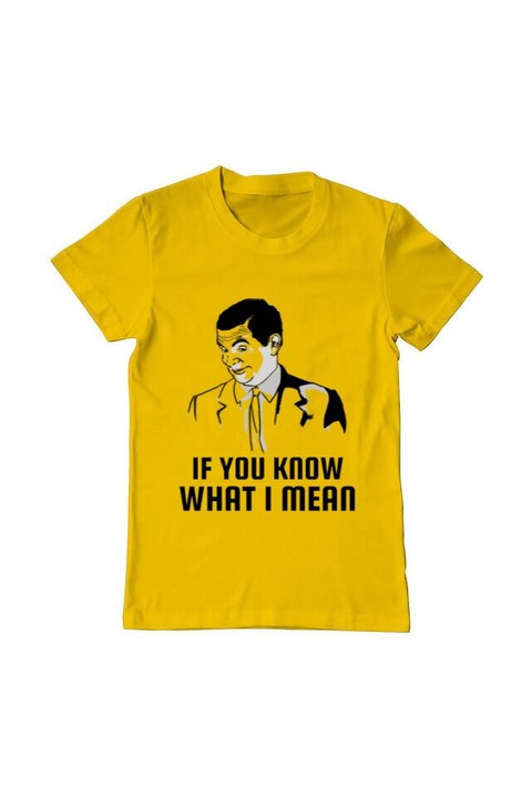 Tricou barbat, Printado, if you know what i mean, Bumbac, Regular fit, Galben, XL INTL