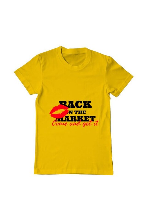 Tricou barbat, Printado, come and get it, Bumbac, Regular fit, Galben, XL INTL