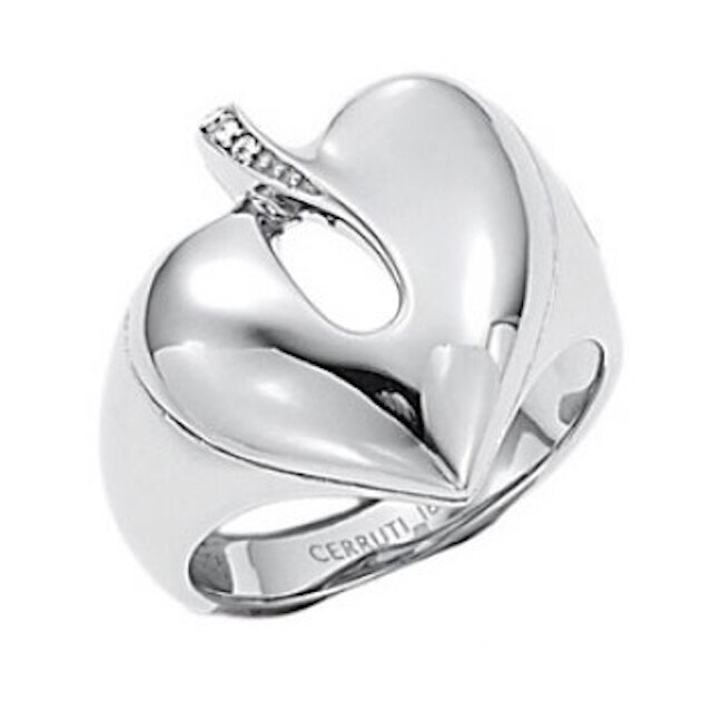 Inel dama Cerruti silver heart, marimea 56