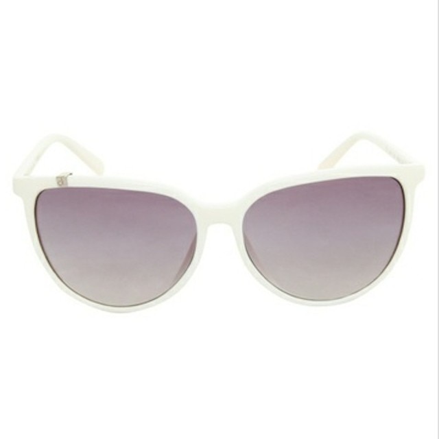 Ochelari de soare femei Calvin Klein, culoare alb lucios