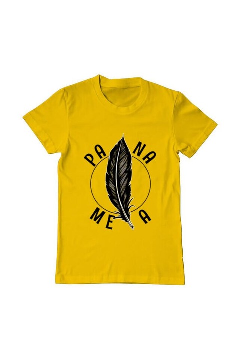 Tricou barbat, Printado, pana mea, Bumbac, Regular fit, Galben, 2XL INTL