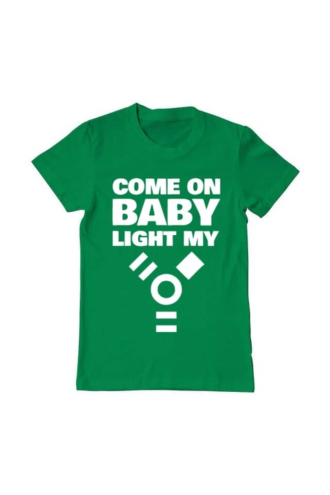 Tricou barbat, Printado, come on baby, Bumbac, Regular fit, Verde mediu, S INTL