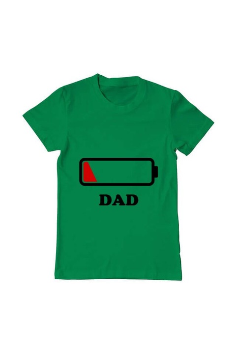 Tricou barbat, Printado, dad battery, Bumbac, Regular fit, Verde mediu, 2XL INTL