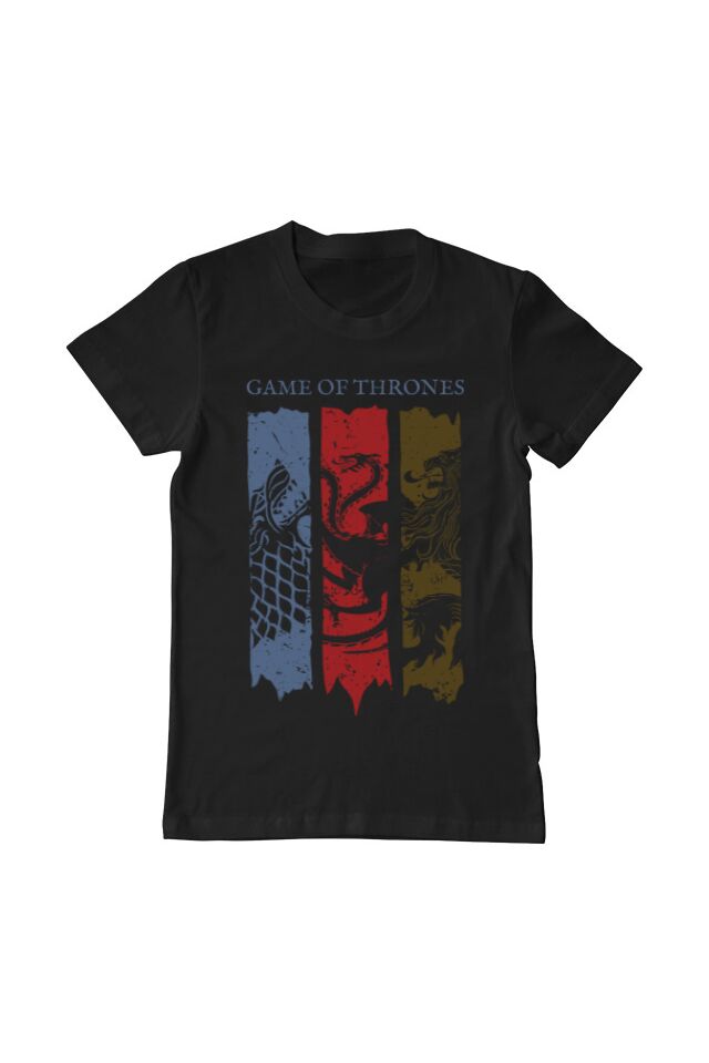 Tricou barbat, Printado, game of thrones, Bumbac, Regular fit, Negru