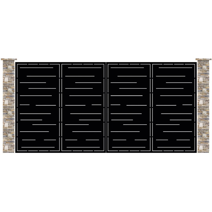 Csuklós autókapu lézerrel vágott fémlemezből, STYLE modell, 4000x2000 mm, Ferrobrand