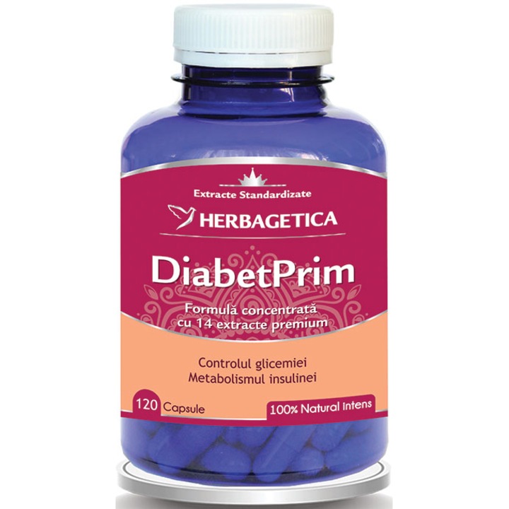 Supliment alimentar DiabetPrim Herbagetica, 120 capsule