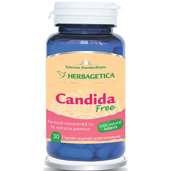 Supliment alimentar Candida Free Herbagetica, 30 capsule Supliment alimentar Candida Free Herbagetica, 30 capsule